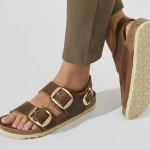 Birkenstock Milano Big Buckle Oiled Leather Cognac Size 39 (8-8.5) Regular Width